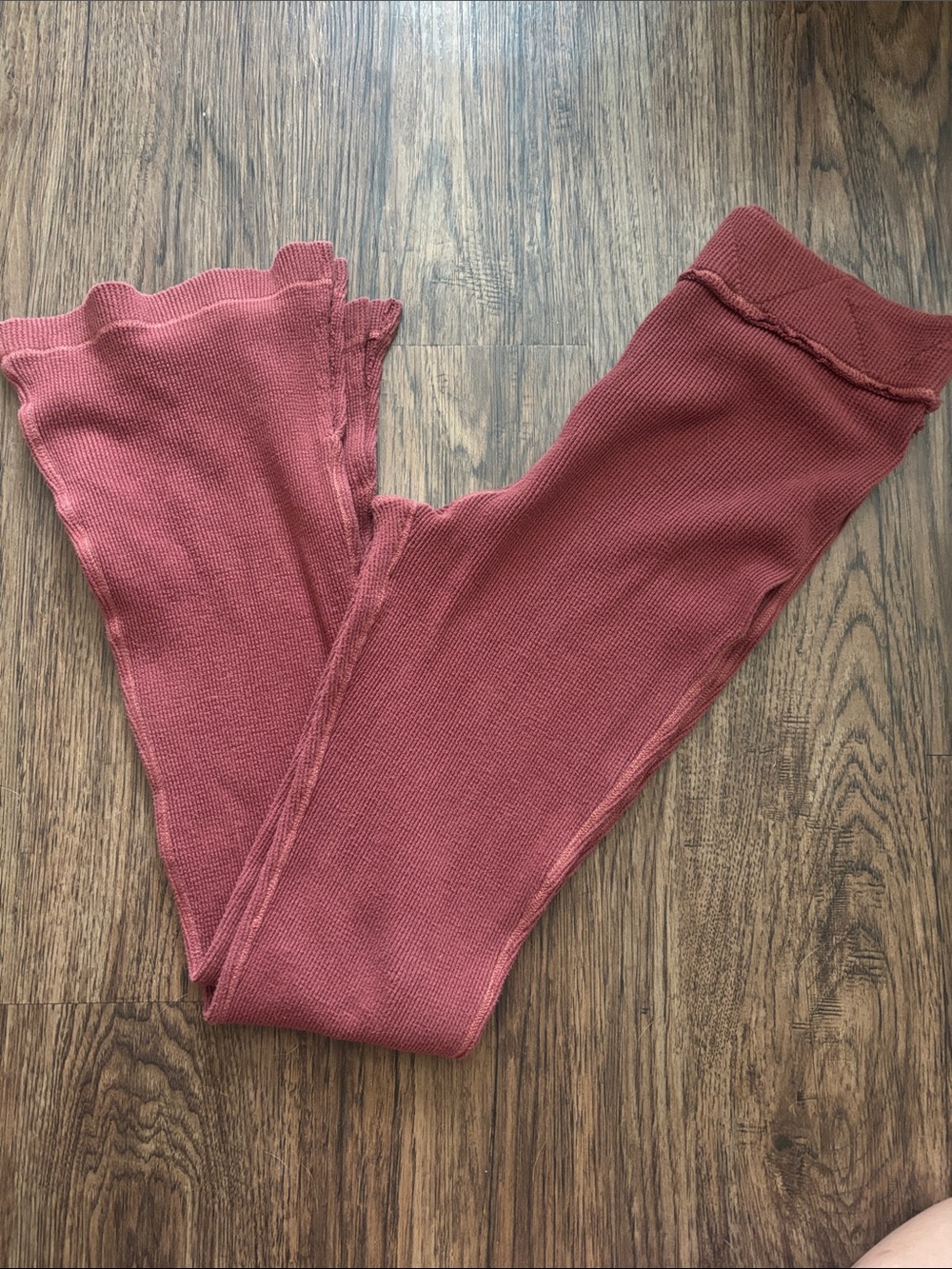 Intimately Free People Waffle Knit Thermal Flare Pants Terracotta S Lounge Leggi - Picture 1 of 7